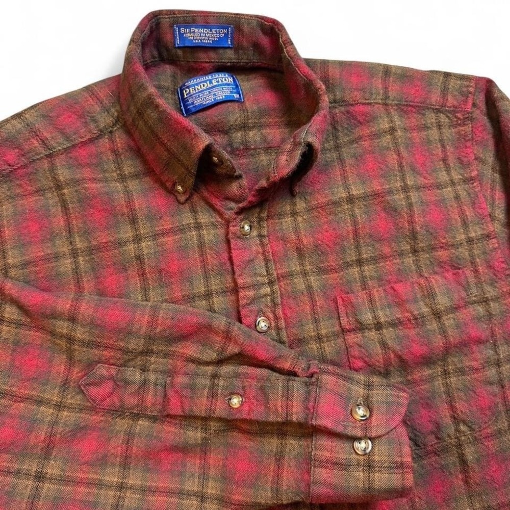 Vintage Pendleton wool plaid casual preppy pocket button shirt size medium